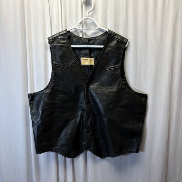 Sharons Leather Mens Vest Size 2X Gray Sleeveless Lined Snap Closure Western - Picture 1 of 5